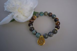 African Turquoise and Tiger Eye Crystal Bracelet