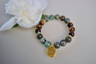 African Turquoise and Tiger Eye Crystal Bracelet