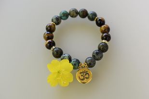 African Turquoise and Tiger Eye Crystal Bracelet