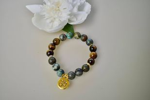 African Turquoise and Tiger Eye Crystal Bracelet