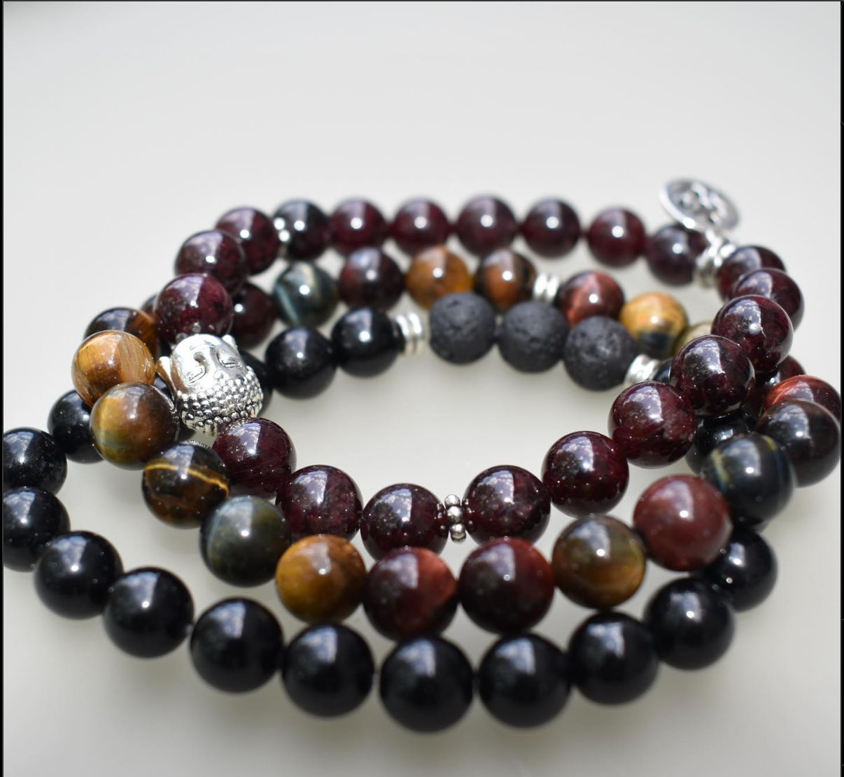 Unisex Bracelet - Garnet Tiger Eye Tourmaline