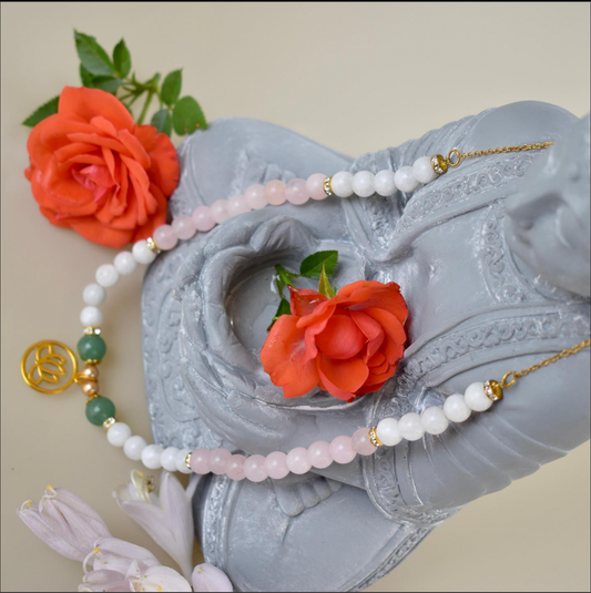 Moonstone Rose Quartz & Aventurine Necklace