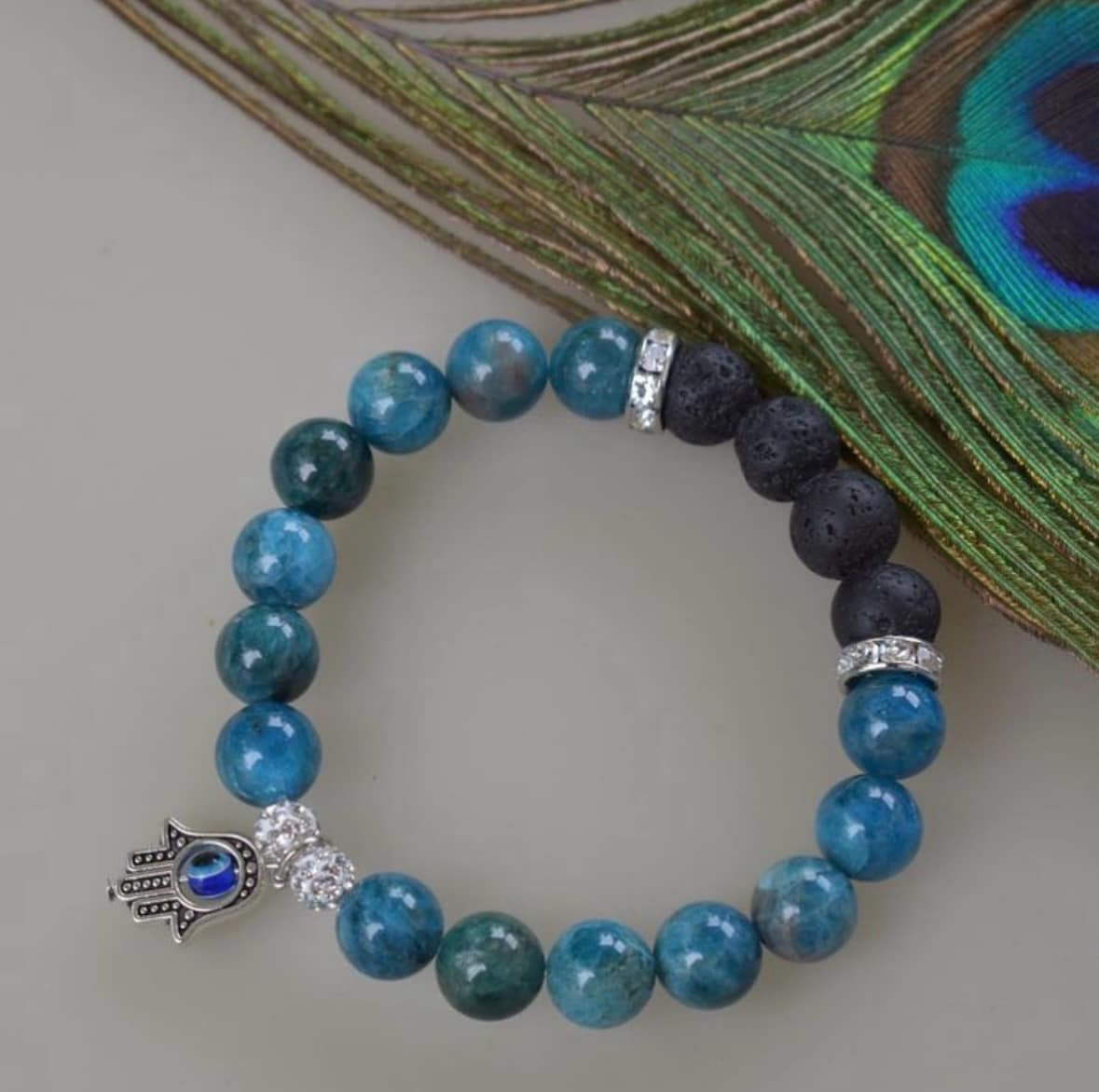 Apatite and Lava stones bracelet