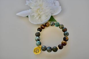 African Turquoise and Tiger Eye Crystal Bracelet